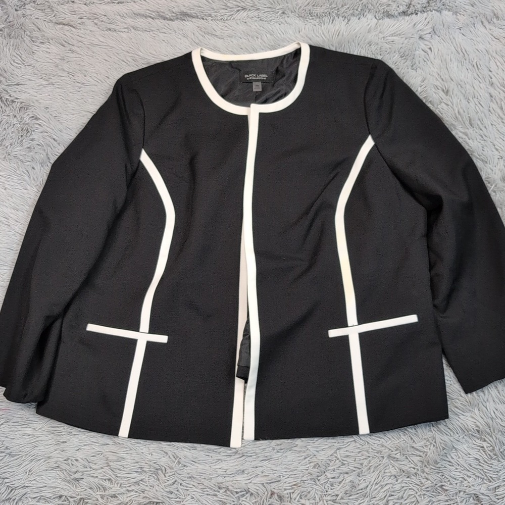 Evan Picone Black Label Jacket Womens 24W Black Blazer Career Open Front Comfort